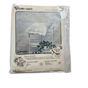 Vogart Crafts Stamped 2 Pillow tubing 1977 Embroidery Painting Daisies and Cross